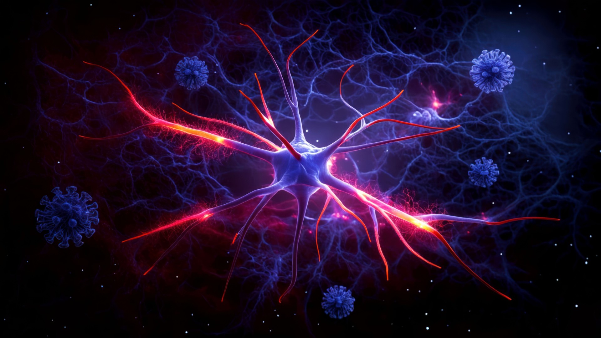 Neuron and virus cells